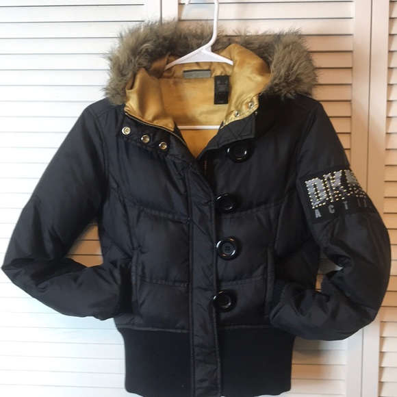 Dkny Jackets & Blazers - DKNY Black Puffer Jacket Logo on Sleeve